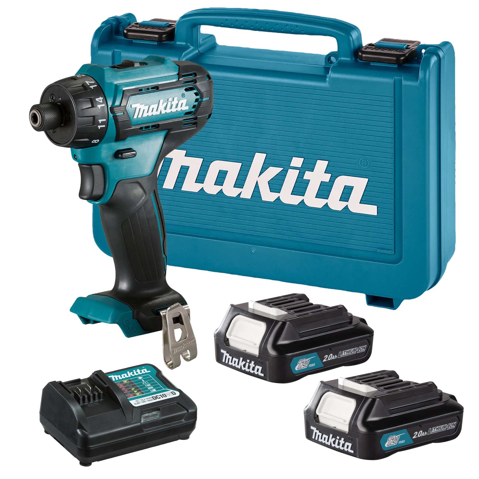 Makita DF033D 12v Max CXT Cordless Hex Drill Driver 2 x 2ah Li-ion Battery Charger Case
